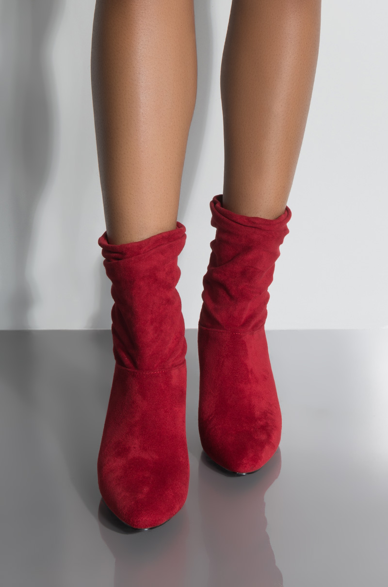 red suede ankle boots low heel