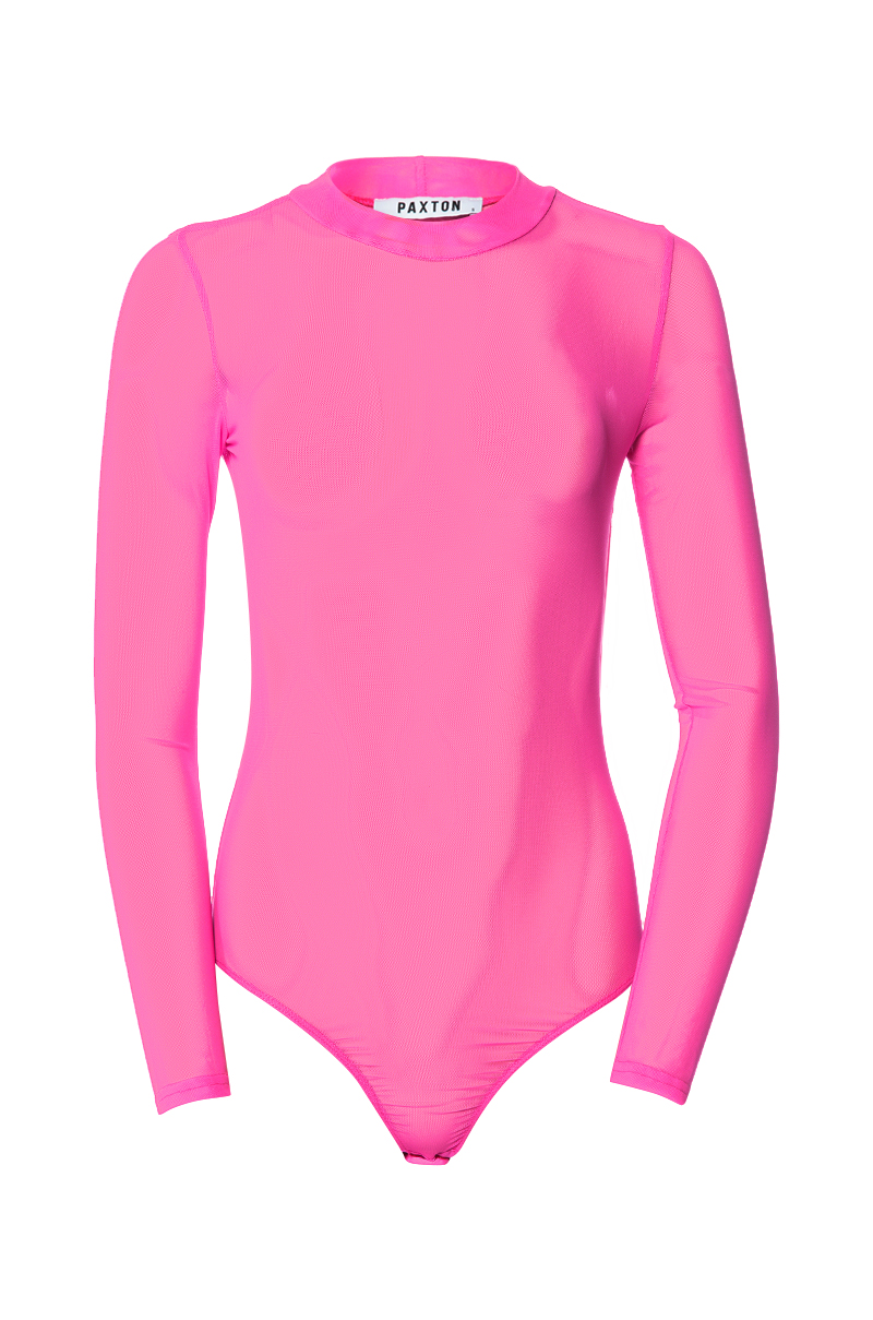 PINKMSTYLE Square Neck Mesh Long Sleeve Bodysuit for Women