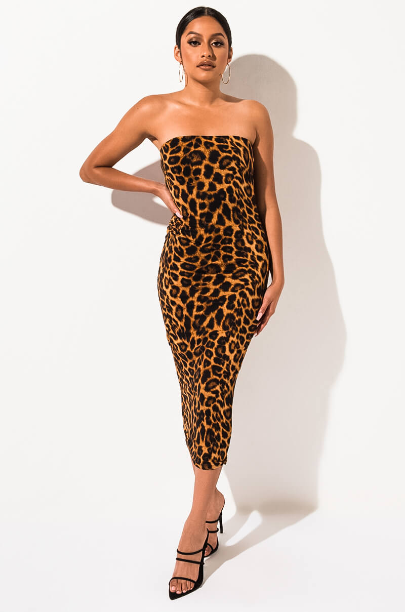 leopard print midi bodycon dress