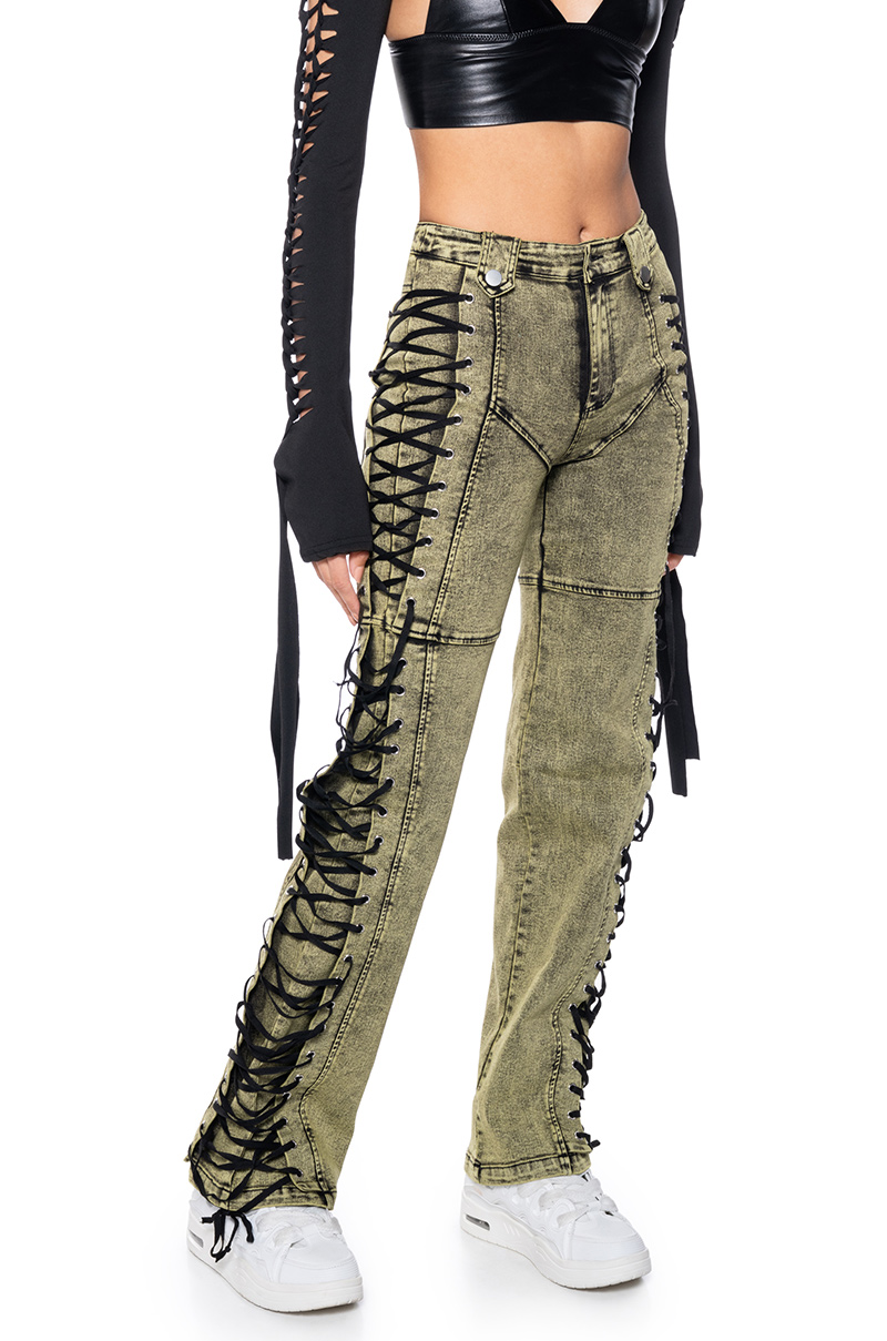 AKIRA Lace Me Up Flare Jeans